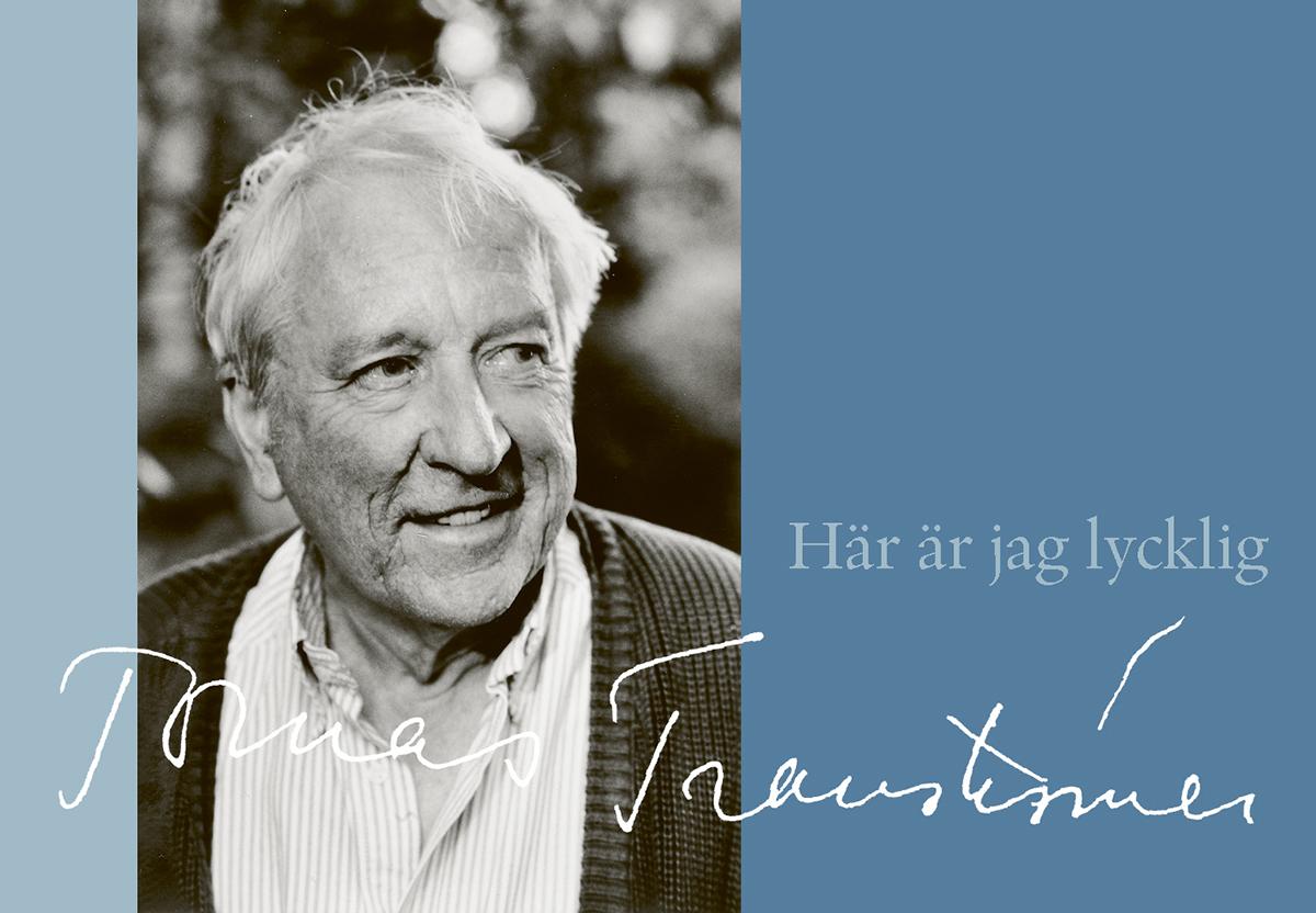 Tranströmerutgåvan - Omslag Bokomslag för bokutgåvan av tranströmersdikterna med bild på Tomas med blått som omgiver bilden